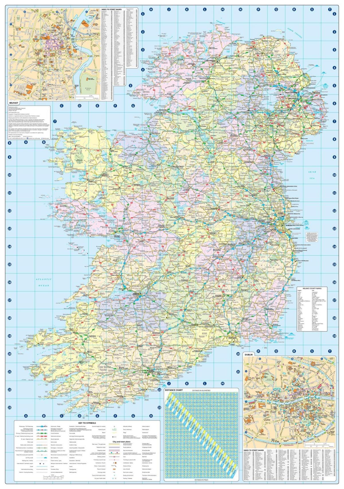 karta över avstånd karta irland