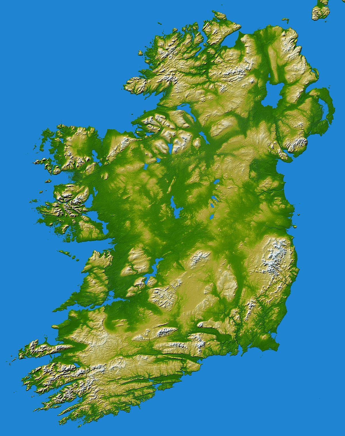 irland bergskedjor karta