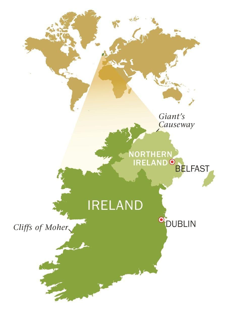 karta över gröna ön irland