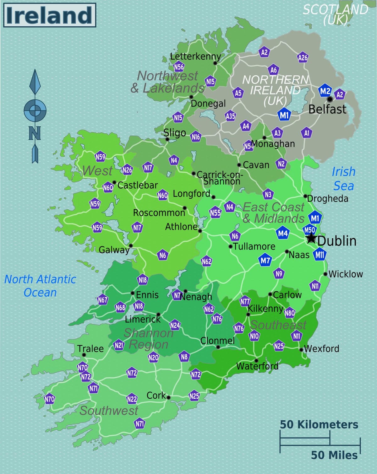 karta över färgglada karta över irland