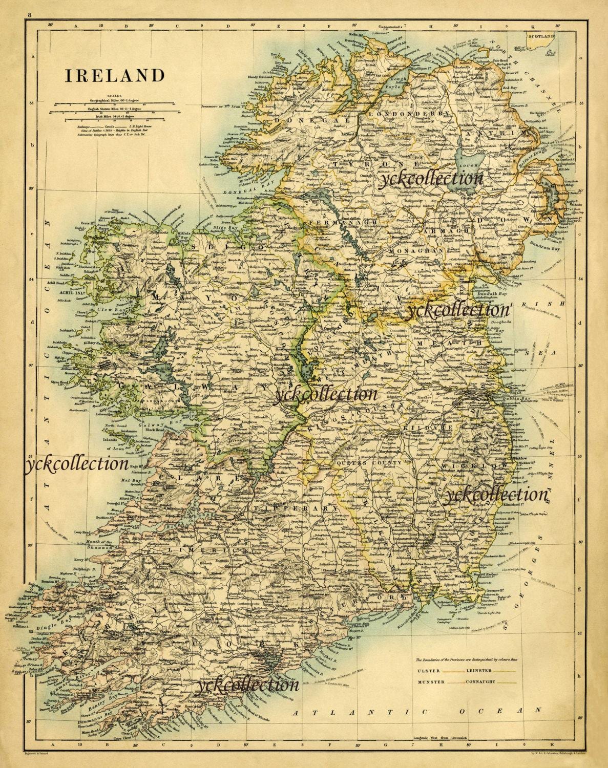 antika karta över irland