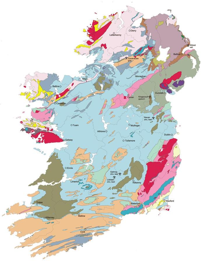 karta över geologisk karta över irland