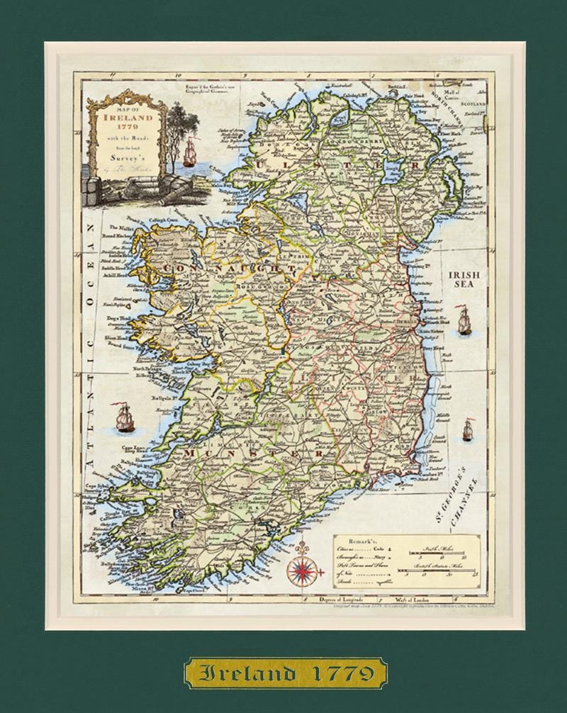 karta av en inramad karta över irland
