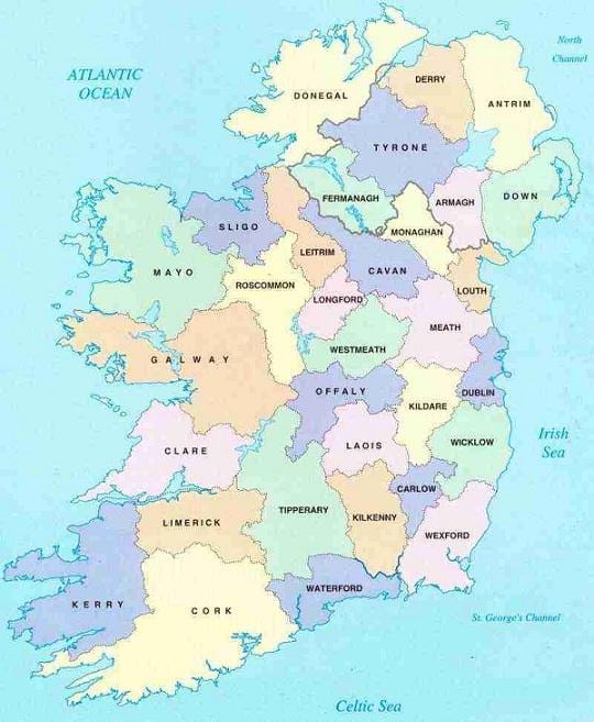 karta över irland b&b