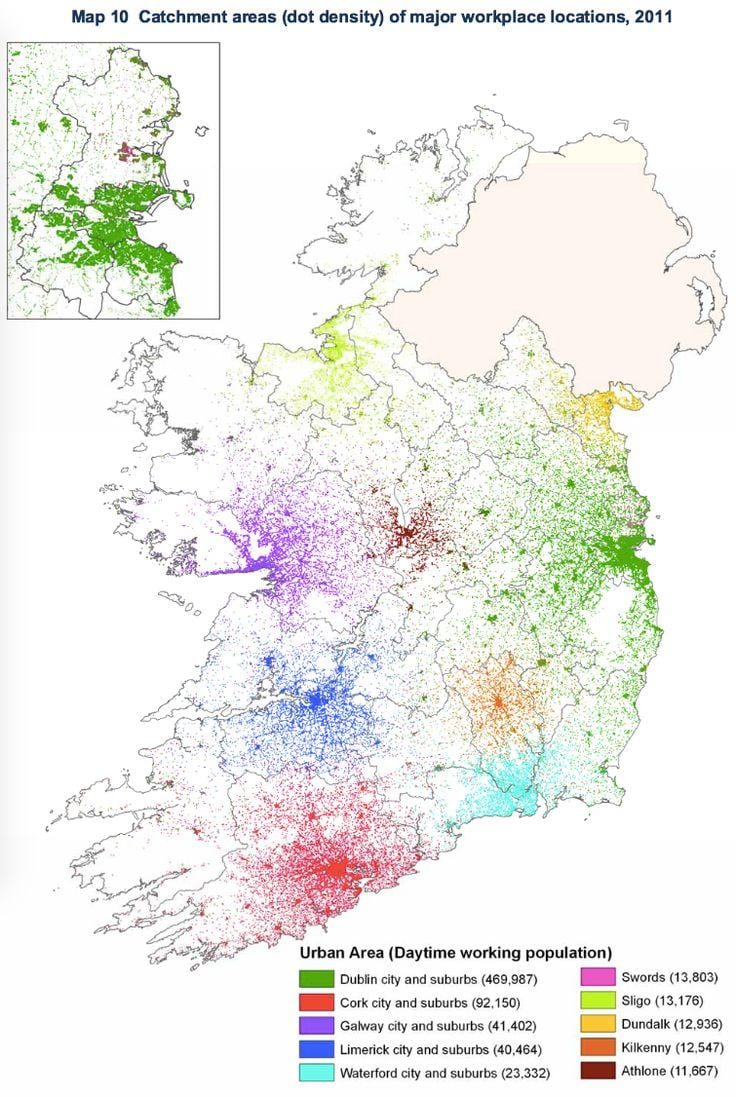 irland befolkningstäthet karta
