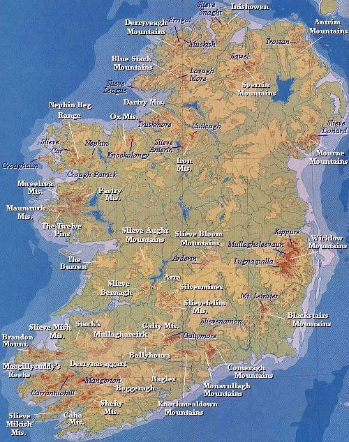 karta över irland berg