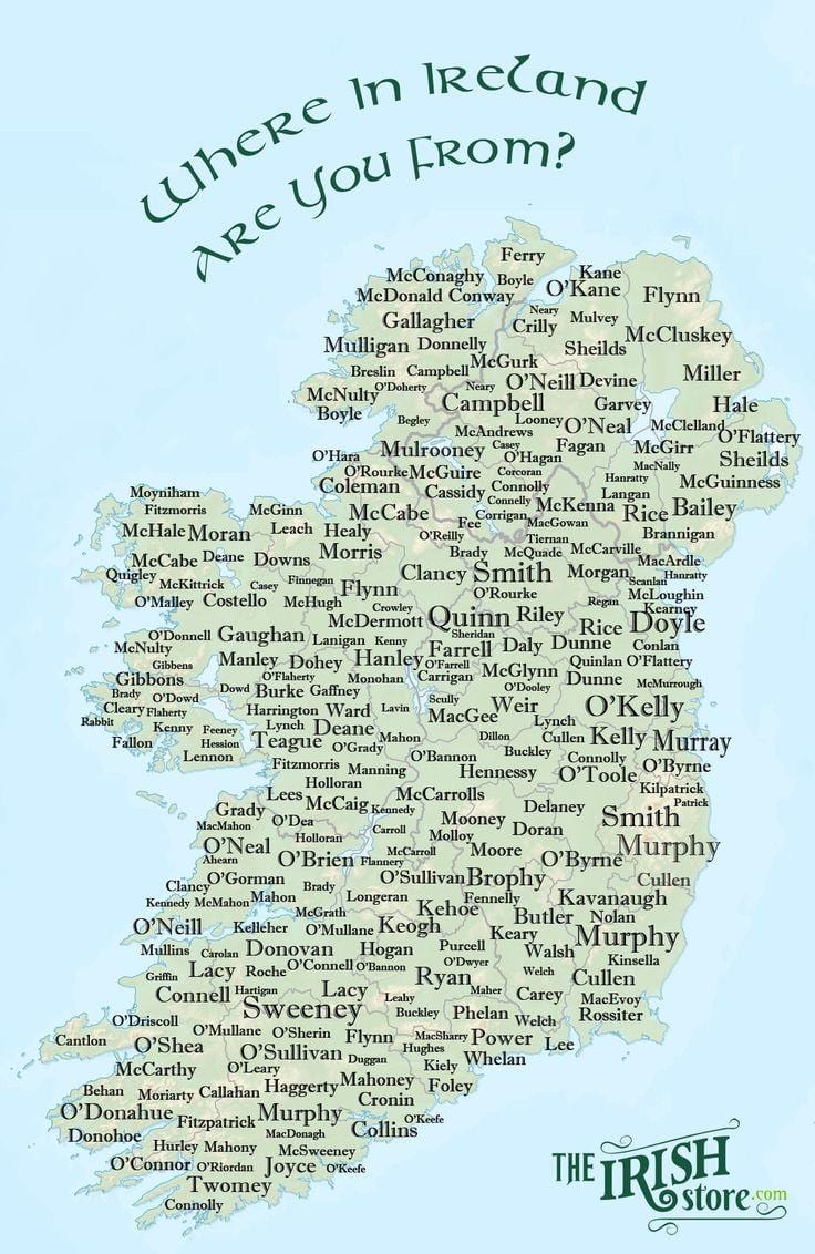 irland namn karta