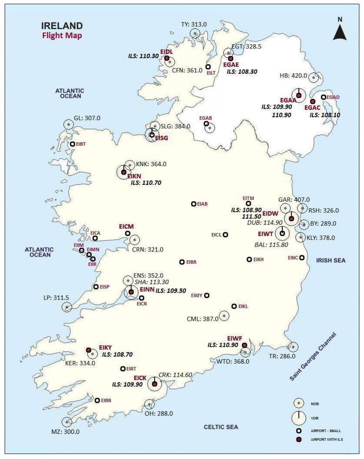 karta över irland visar flygplatser