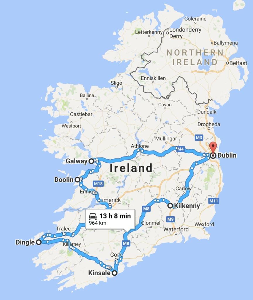 karta över irland reseplaneraren