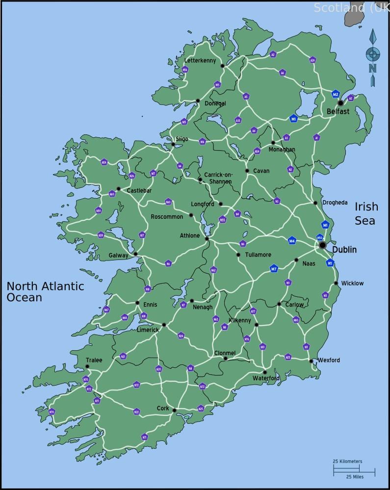 karta körning karta över irland avstånd