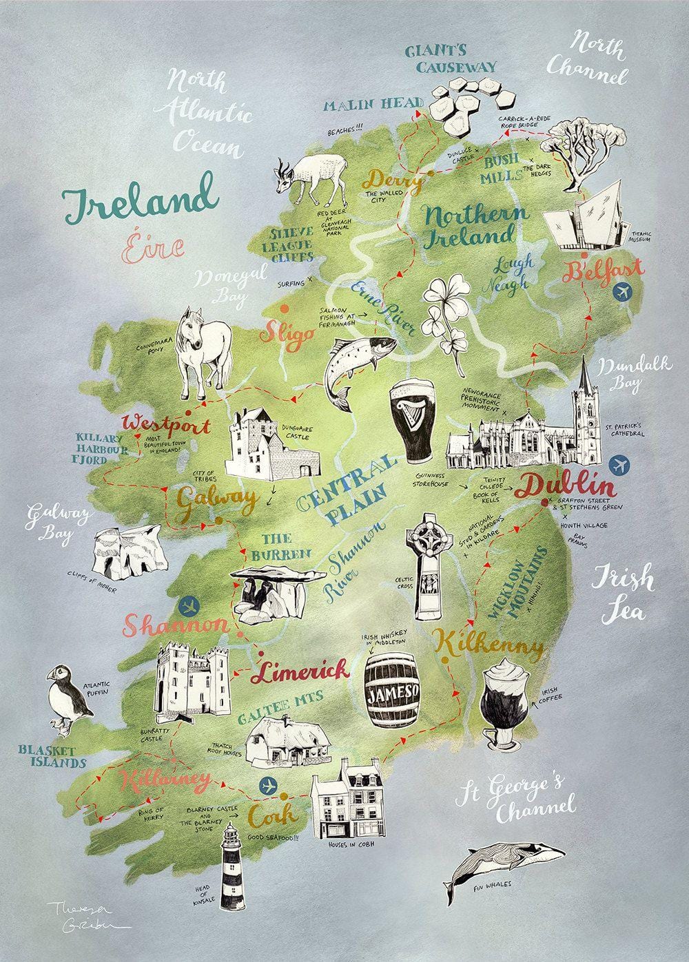 karta för karta över irland affisch