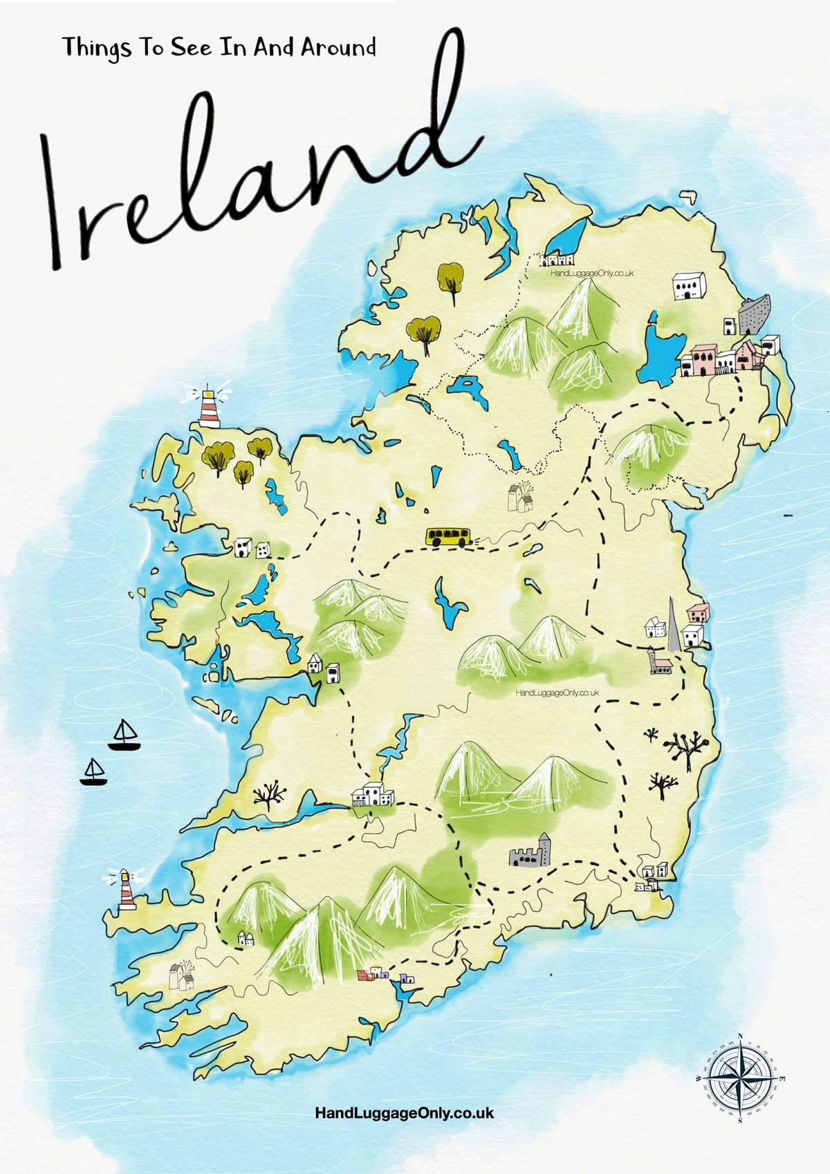 karta över platser att besöka i irland