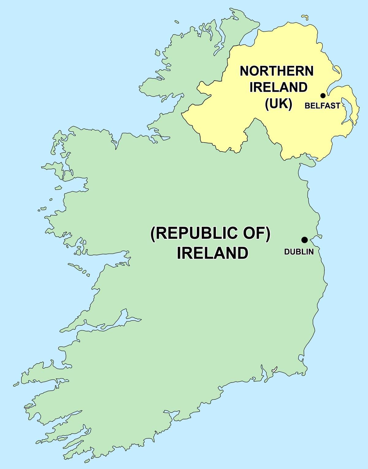  karta över nordirland och republiken irland
