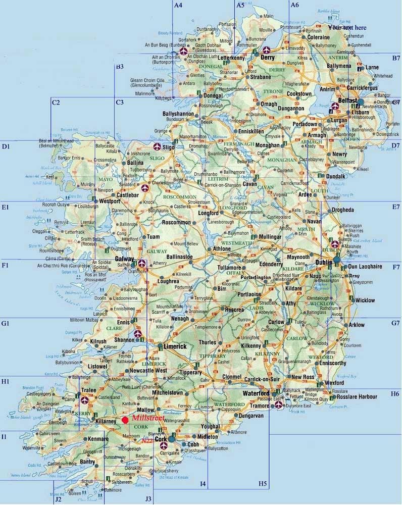 detaljerad karta över södra irland