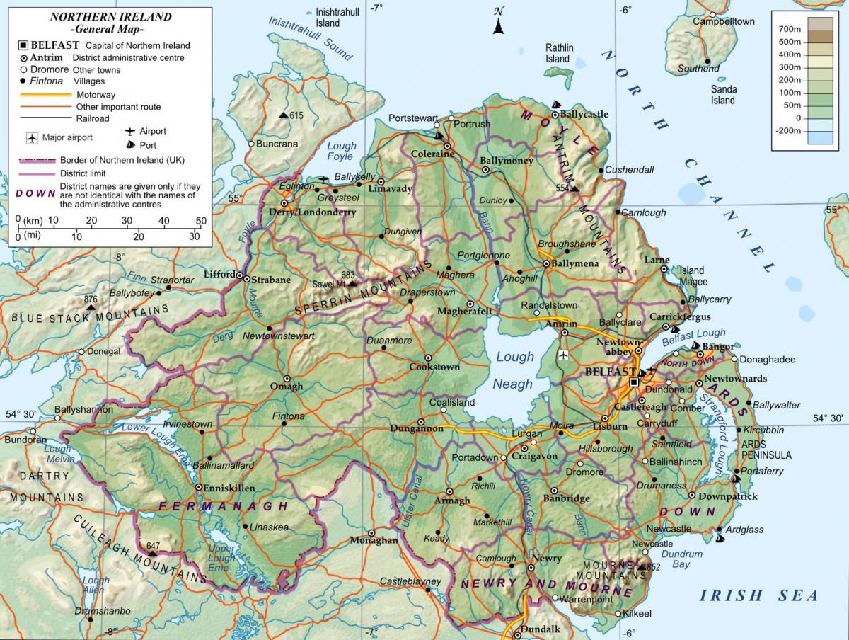 en karta över norra irland