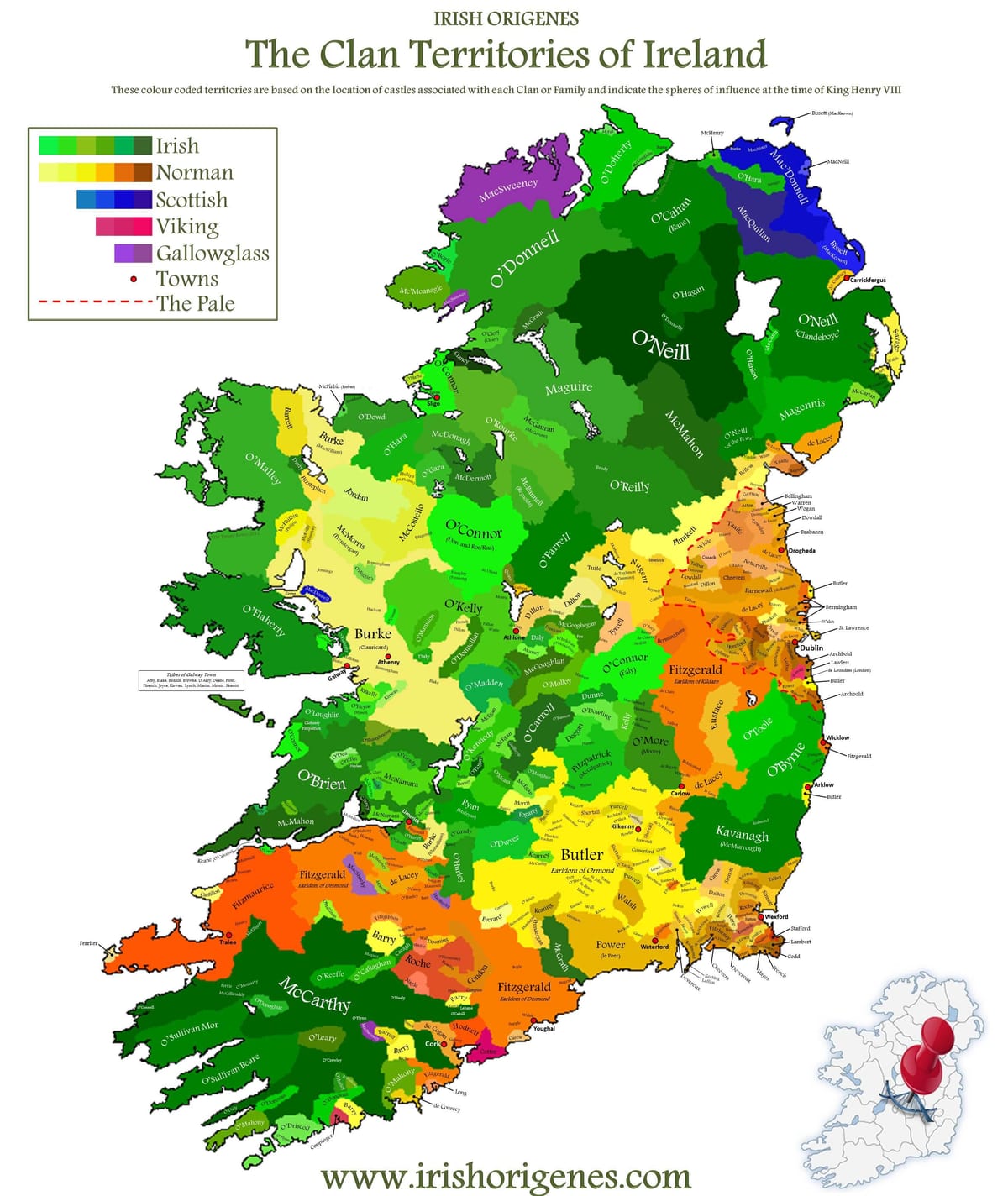 karta över klanen karta över irland