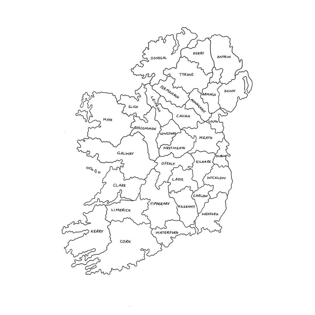 karta över konturen karta irland