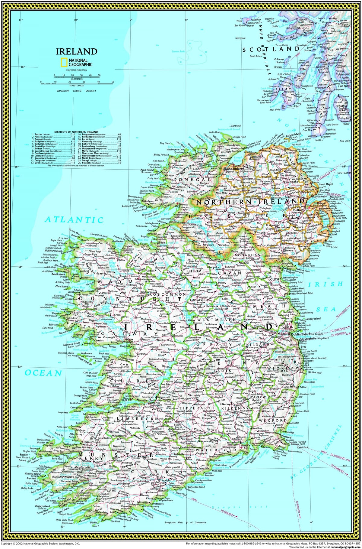 karta över nationella geografiska karta över irland