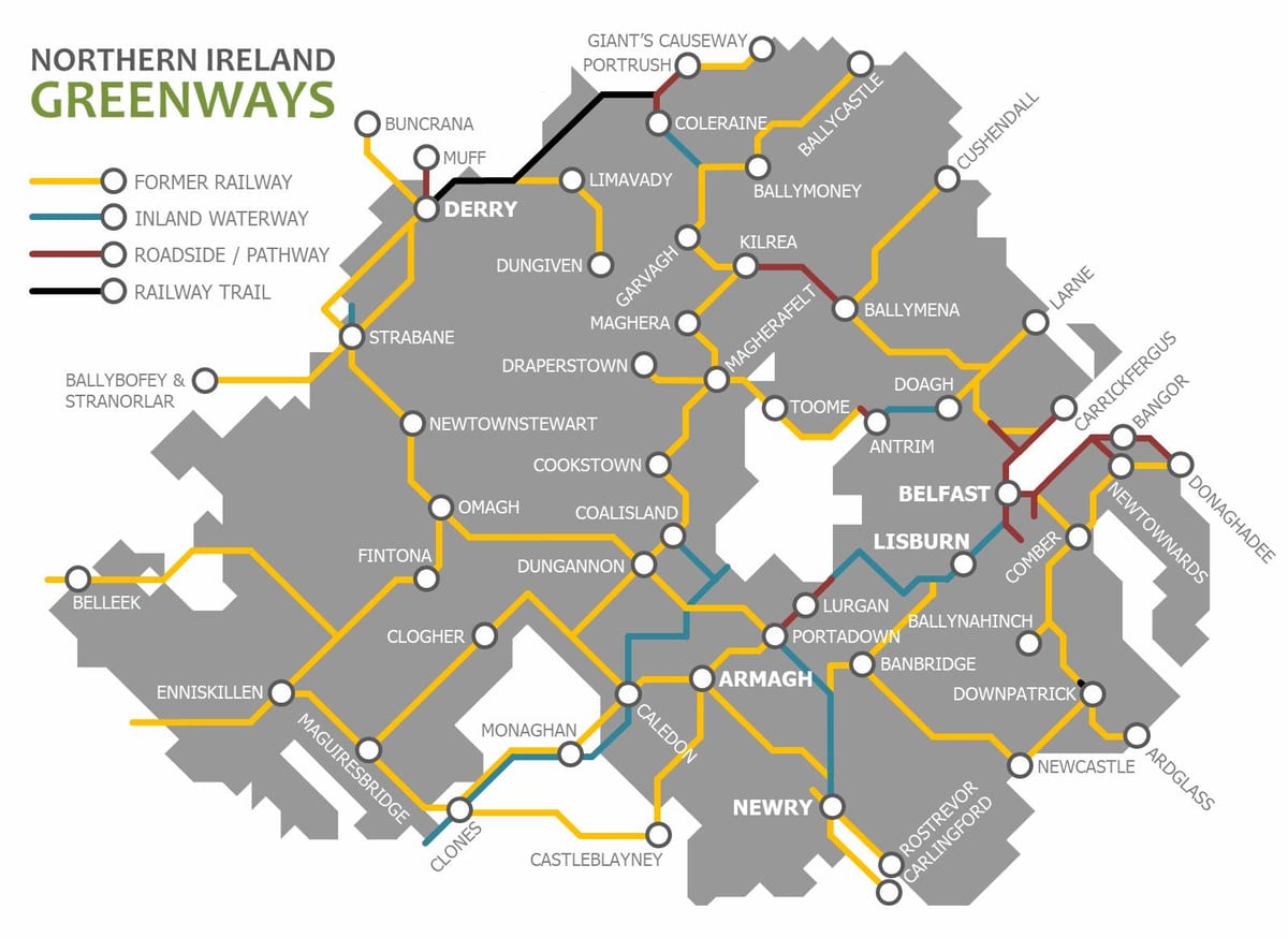 karta över norra irland järnvägsnätet