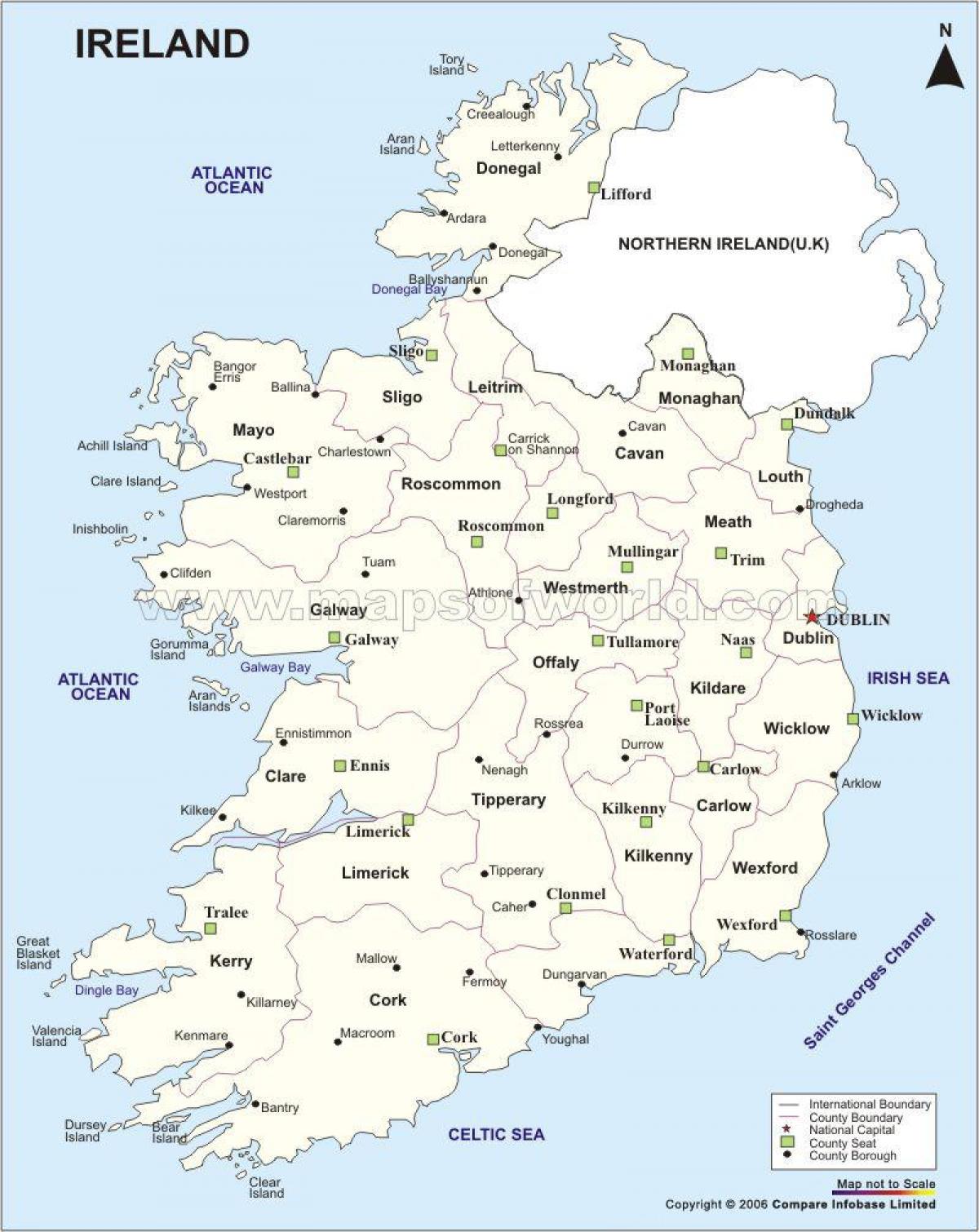 karta över politiska karta över irland