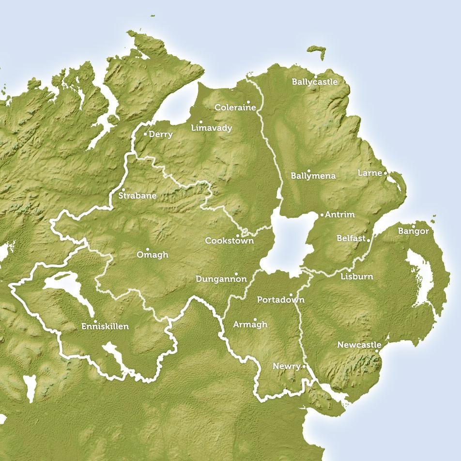 karta över det regionala karta över norra irland