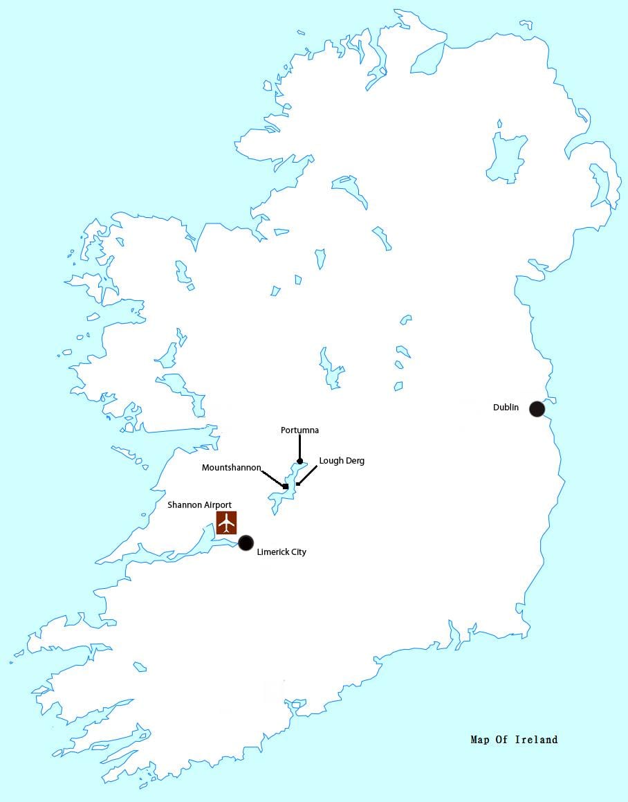karta på shannon airport på irland