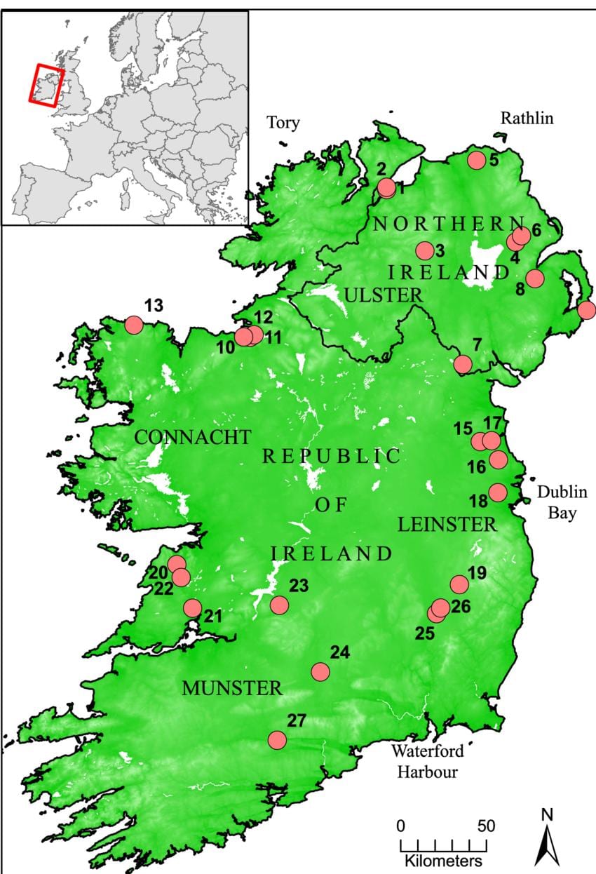 karta över sjöarna i irland