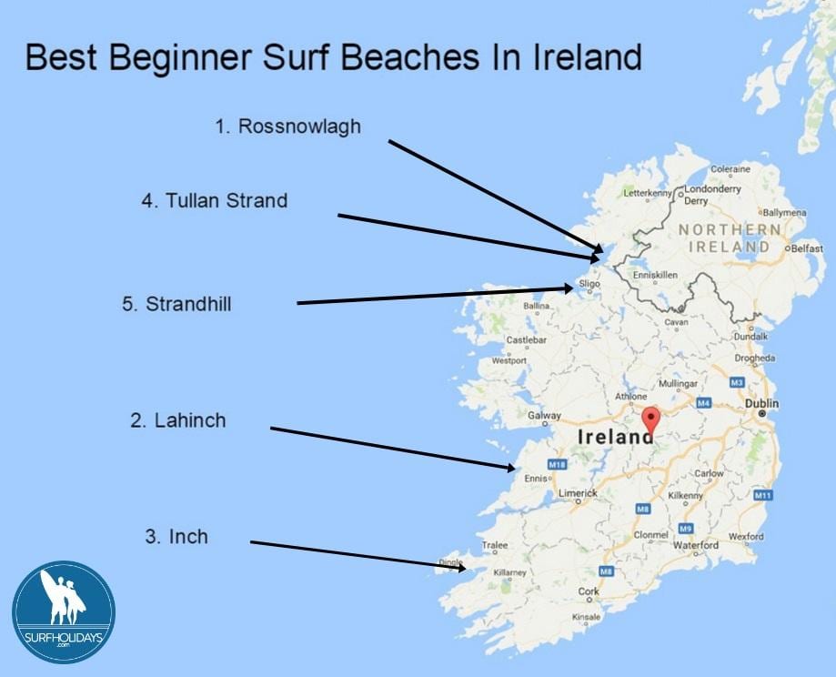 karta för att surfa på irland