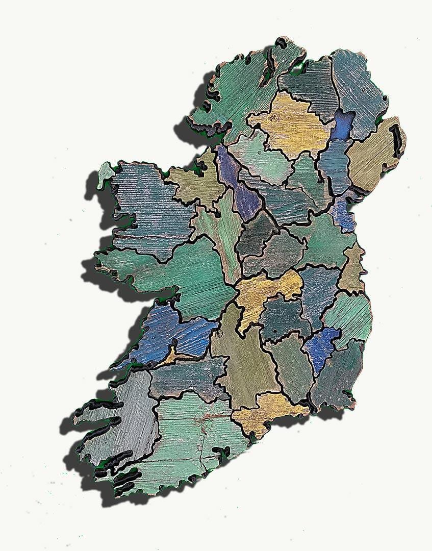 karta av trä-karta över irland
