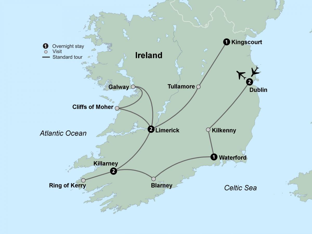 karta över turist karta över södra irland