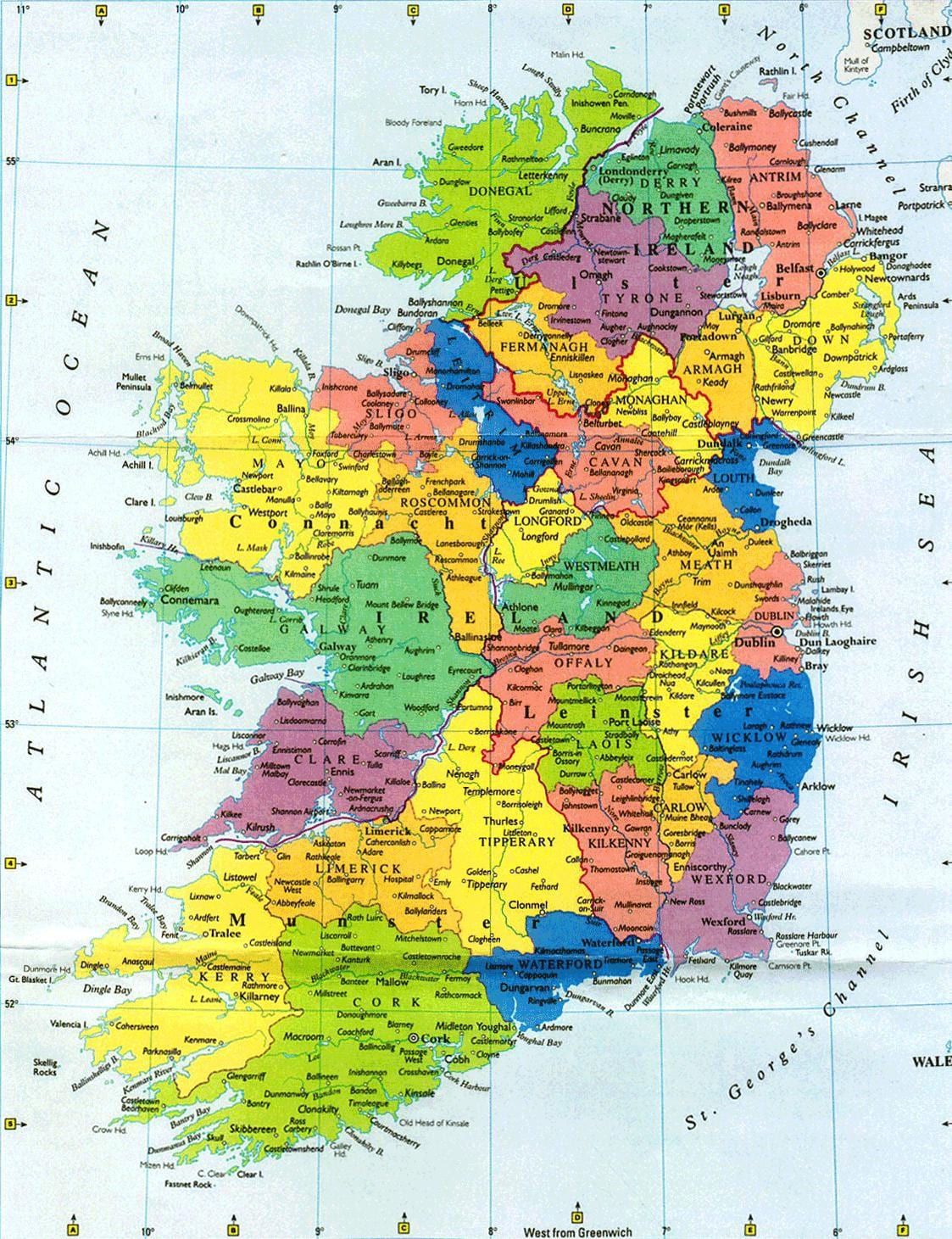 stor vägg karta över irland