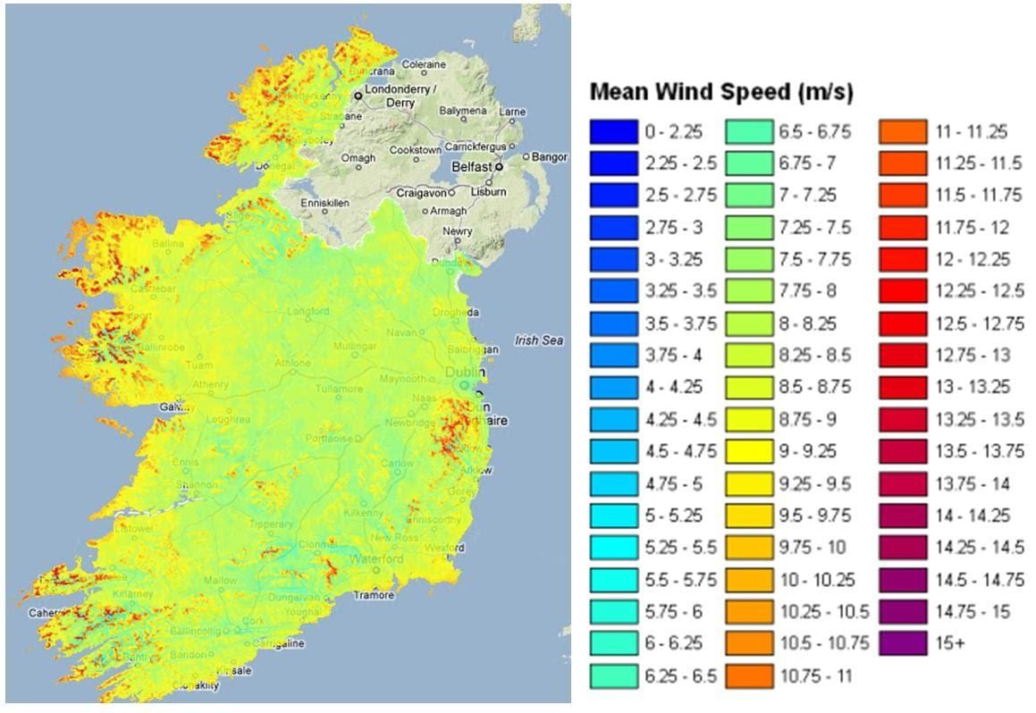 vindhastighet karta irland