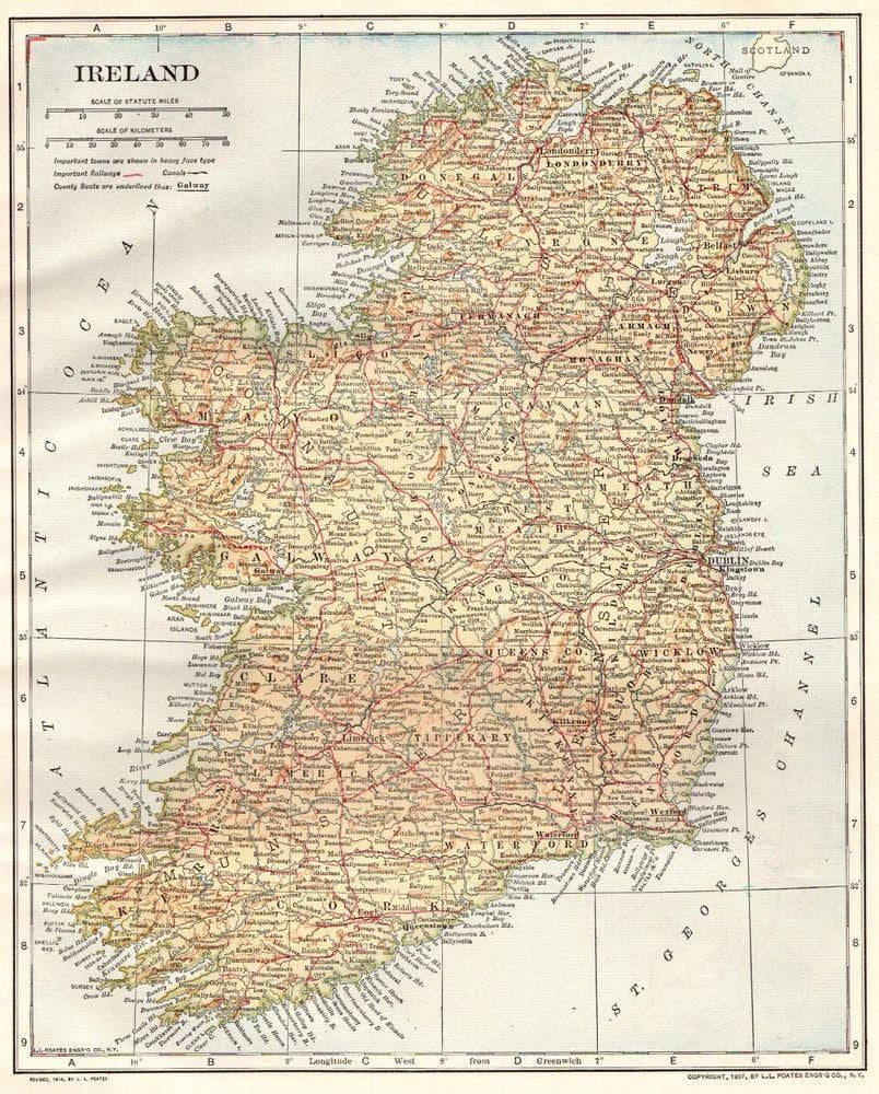 irland vintage karta