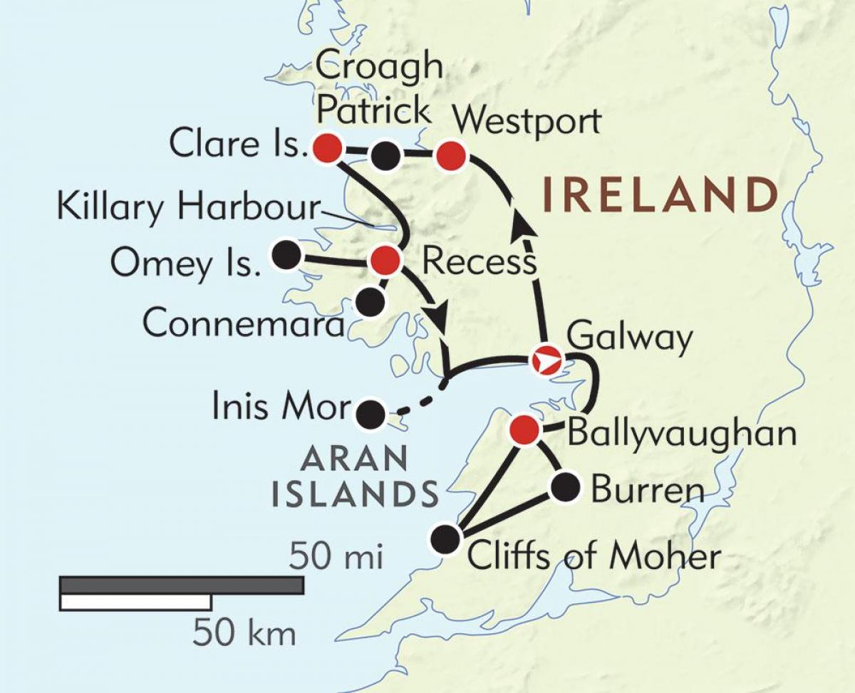 karta över västra kusten av irland 