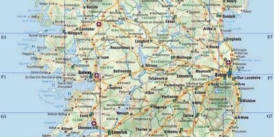 Detaljerad vägkarta över irland