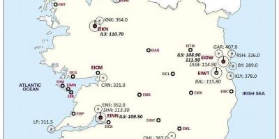 Karta över irland visar flygplatser