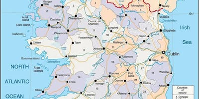 Län karta över irland med städer