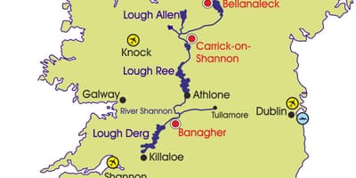 Karta över irland floder och berg