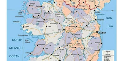 Karta över irland med städer