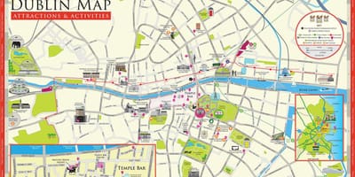 Karta över dublin irland turistattraktioner