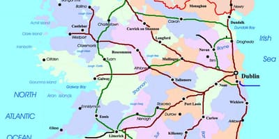 Karta över tåg vägar i irland