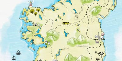 Karta över platser att besöka i irland