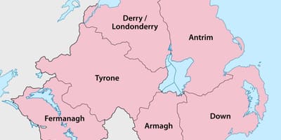 Karta över norra irland län och städer