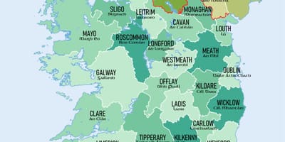 Karta över södra irland visar län