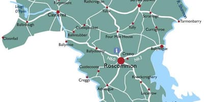 Karta över länet roscommon irland