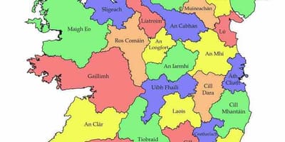 Karta över irland med länets namn