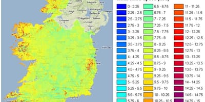 Vindhastighet karta irland